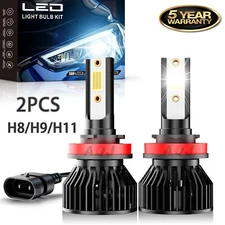 2-Pack With fan H11/H9/H8 LED Headlight Bulbs Plug and Play, 6500K Cool White
