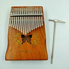 17 Key Kalimba Thumb Finger Piano with Tuning Hammer Butterfly Design Instrument