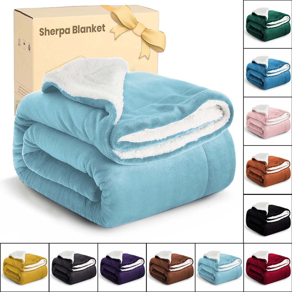 Winter Warm Extra Large Sherpa Fleece Blankets Thick Plush Throws All UK  Sizes