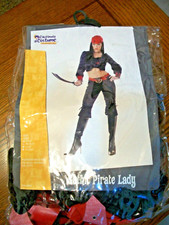 CALIFORNIA COSTUMES SZ M GOTHIC PIRATE LADY 6 PC SET PANT TOP BANDANA SKULL BELT