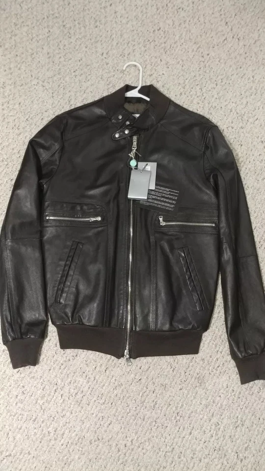 Chaqueta Daniele Alessandrini Gris 100% Cuero Italia *NUEVA CON ETIQUETAS* Talla 52 (L) Foto 3 de 4