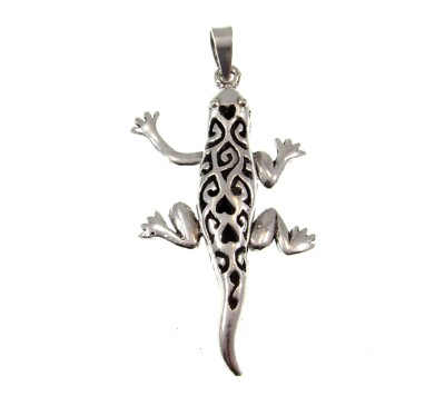 Handgefertigter massiver 925 Sterling Silber 3D bewegliche Arme und Beine Eidechse Anhänger