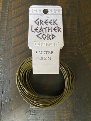 Beadsmith 1.5mm Round Olive Green Greek Leather Cord (5 meters)