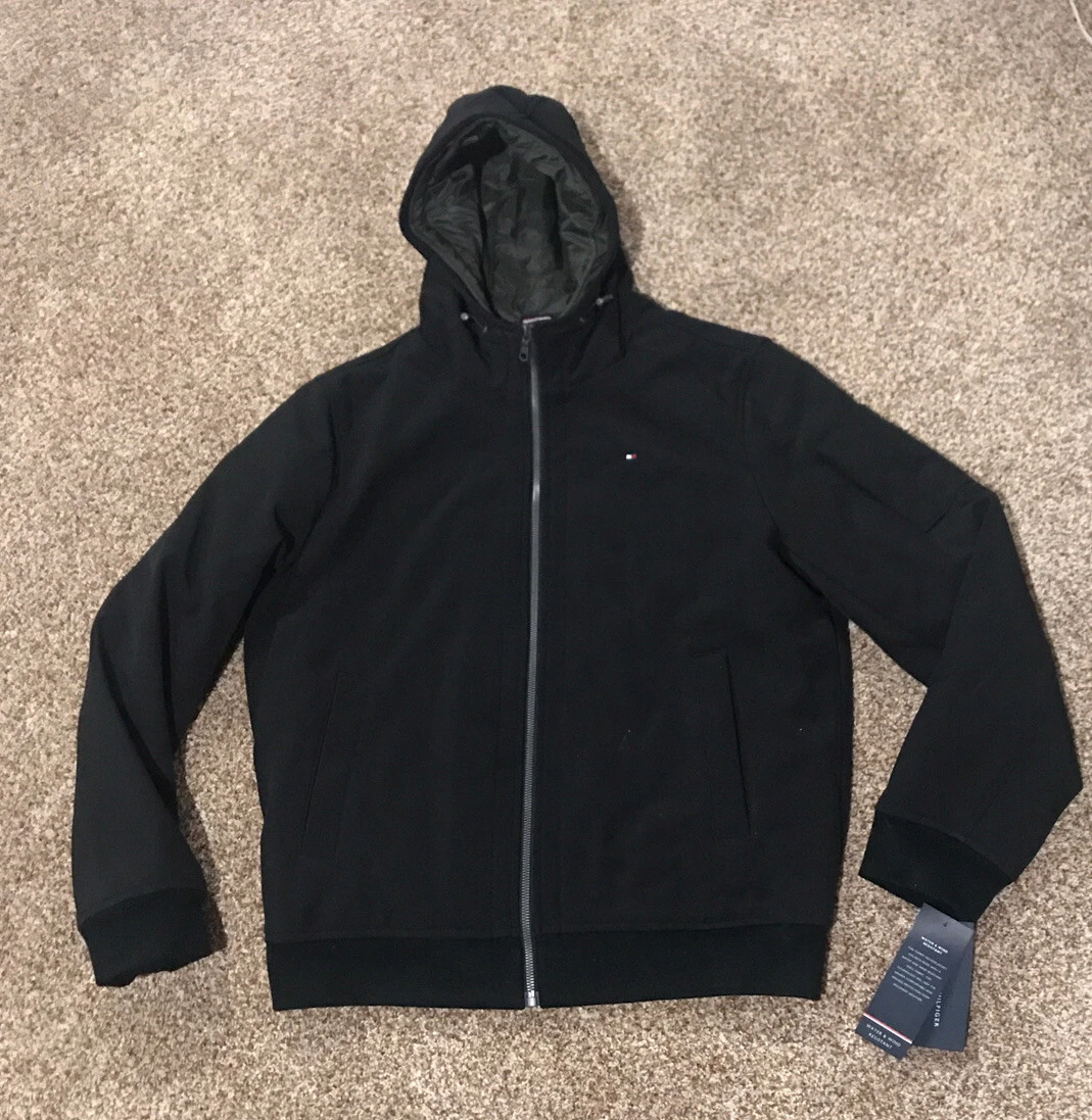 NWT$195 Mens Tommy Hilfiger Black / Green Water & Wind Resistant Jacket 2XL