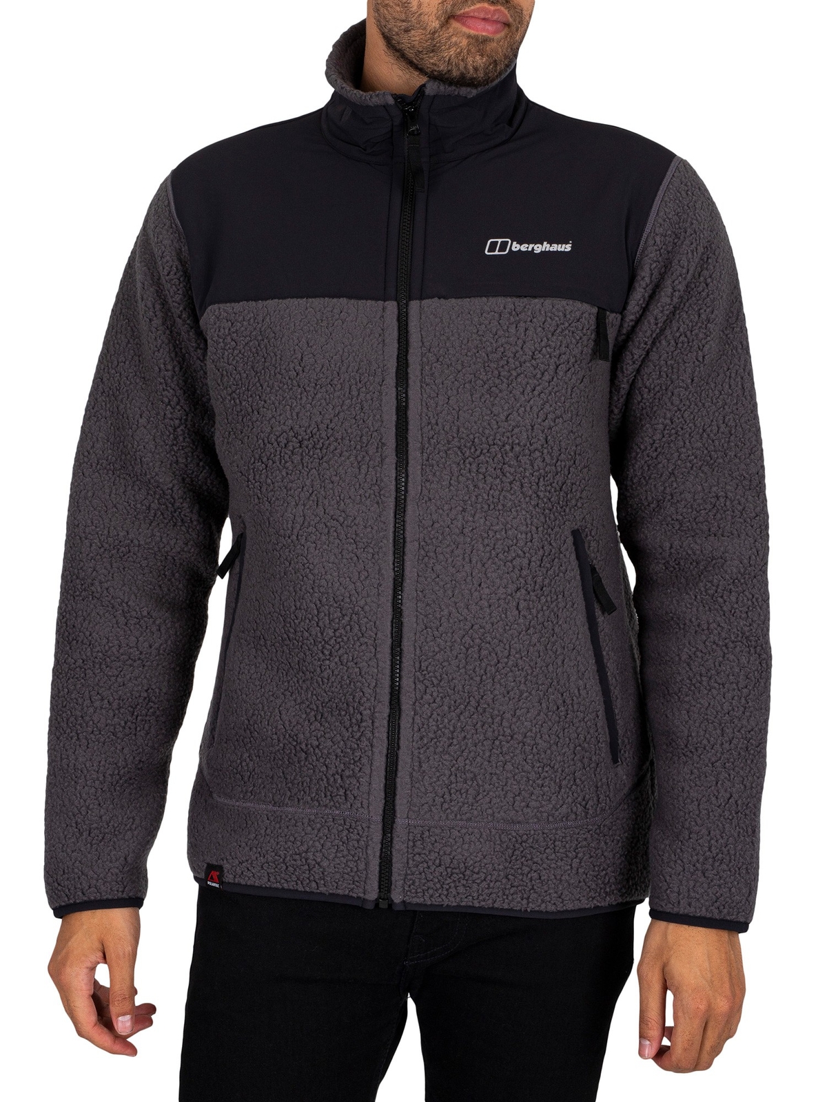 Berghaus Mens Syker Fleece Jacket Grey Pinstripe/Jet Black