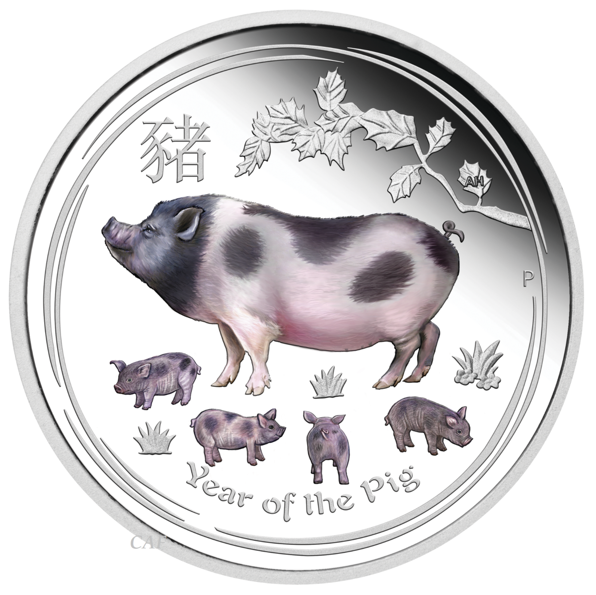 2019 Australia PROOF Colorized Lunar Year of the PIG 1oz SIlver $1