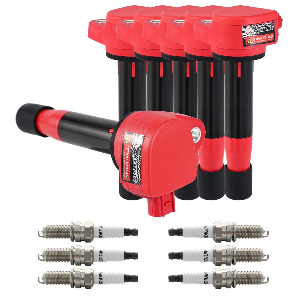 Bobina de encendido y bujía de platino de 6 piezas para Honda Odyssey 2008-2017 3,5 L V6 Foto 2 de 4