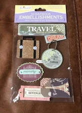 RETIRED MISS ELIZABETH'S THEMED SCRAPBOOK LAYERED 3D STICKERS TRAVEL TAGS TITLES