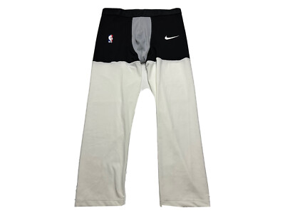 NWT Nike Pro NBA 3/4 Compression Tights Pants Size L-Tall AA0751-101 Black/White