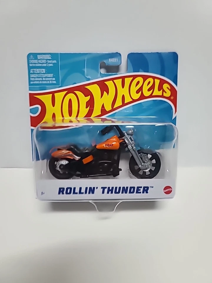 NEW Mattel X7721 Hot Wheels 1:18 Street Power ROLLIN THUNDER Motorcycle Orange - Image 4 of 4