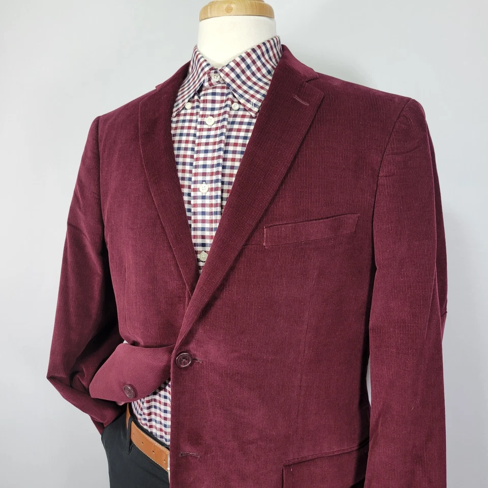 Abrigo Blazer Deportivo Adolfo Para Hombre Dos Botones Pana Marrón Oscuro Algodón Talla 44R Foto 3 de 4