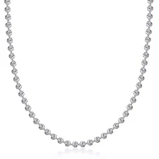 925 Sterling Silver 4mm Moon Cut Bead Chain Necklace -ITALY 925 