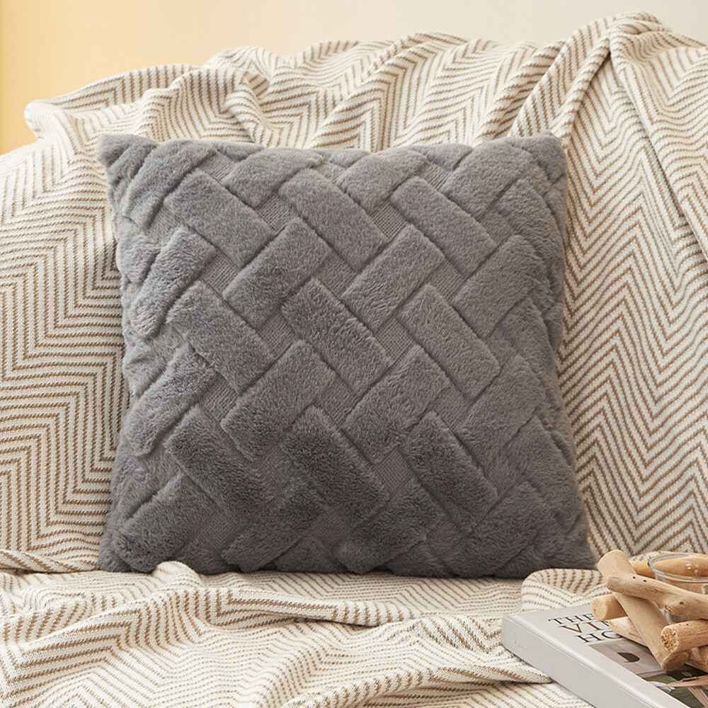 1-6X Funda de Almohada de Felpa Fundas de Cojín Sofá Cuadradas Fundas de Almohada Suave Funda de Cojín