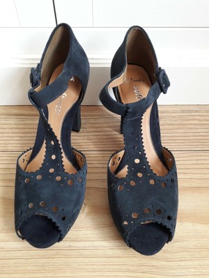 navy suede peep toe shoes