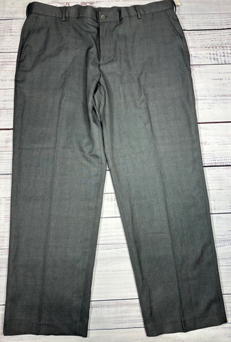 Van Heusen Travelers Mens Straight Leg Dress Pants 44x30 Gray Flat Front New