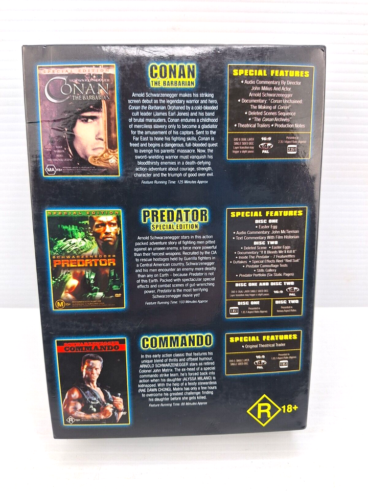 The Arnold SCHWARZENEGGER Collection DVD Set x 3 : Conan / Predator ...