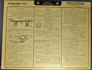 1950 Studebaker Champion Six Tune Up Chart Wiring Diagram Nice Original