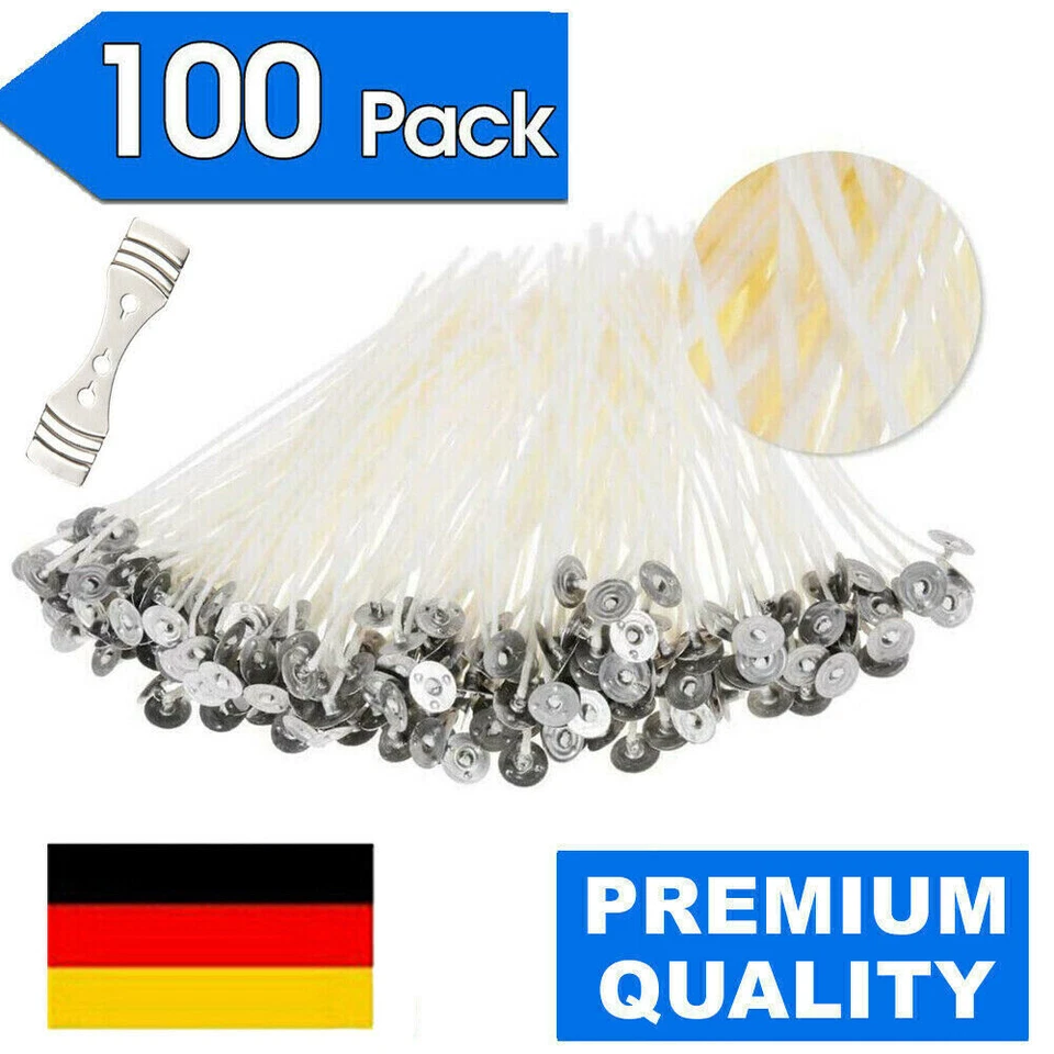 100 Stk. Kerzendocht 10,15,20cm mit Metallfuß, 100% Naturbaumwolle Kerzendochte - Bild 4 von 4
