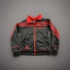 Adidas Boy s Sz 5 Black Red Zip Track Jacket