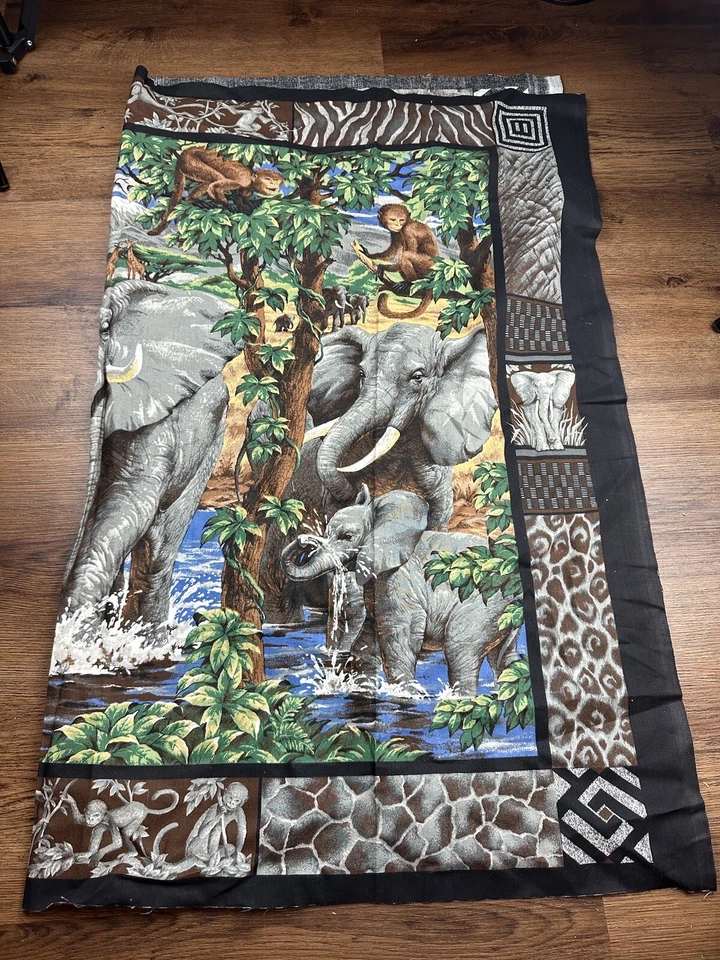 Almohadas infantiles vintage de tela Waverly para caminar por la selva safari estampado para niños Foto 2 de 4