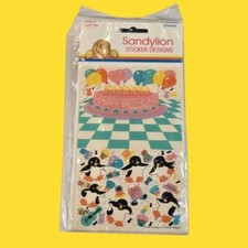 1980s Sandylion Sealed Stickers Festive Penguins Birthday Cake Balloons NIP Rare