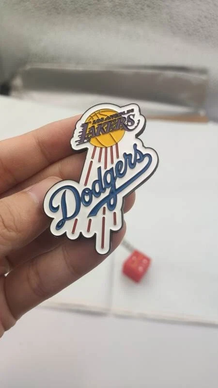 LA Dodgers x LA Lakers Logo Mashup 2 inch Metal Enamel Pin - Image 4 of 4