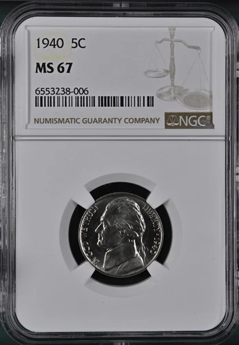 1940 5C Jefferson Nickel NGC MS67    6553238-006