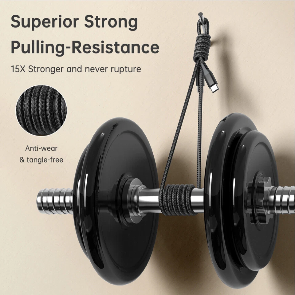 10FT Long USB-C to USB-C Type C Fast Charging Cable PD For Samsung MacBook iPad - Image 2 of 4