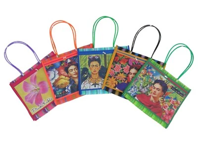 LEOS IMPORTS Assorted 5 PACK Mexican Frida Kahlo ASA Fina Bag 15" x 14" (Random)