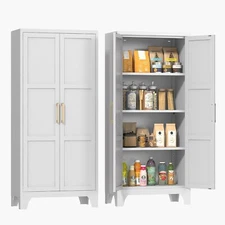 NEW Farmhouse Kitchen Pantry, Metal Storage Cabinet with Shelves for Home,Office