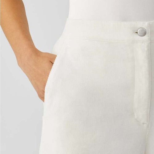 NWT Eileen Fisher cream Organic Cotton Stretch Corduroy Wide-Leg Pant, MP - Picture 3 of 13
