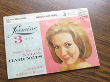 SET OF 3 VINTAGE WOOLWORTH LORRAINE NYLON HAIR NETS DARK BROWN IN PACKAGE