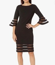 NWT Calvin Klein Illusion Band Bell Sleeve Black Sheath Dress Size 6 MSRP $89.98
