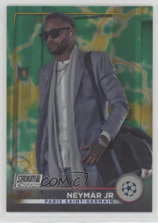 2022 Stadium Club Chrome UEFA Green Yellow Electric Charge /125 Neymar Jr #69