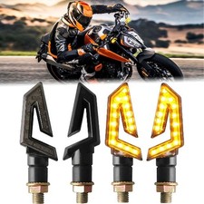 4pcs Arrow Motorcycle Turn Signals Lights Universal 15 Led Color Amber-arrow