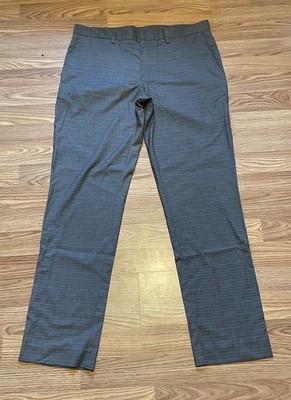 Perry Ellis Portfolio Men's Gray Slim-Fit Smoked Pearl Plaid Dress Pants 34x32