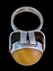New ListingMassive Signed Vintage Egg Yolk Amber & Sterling Silver 925 Ring