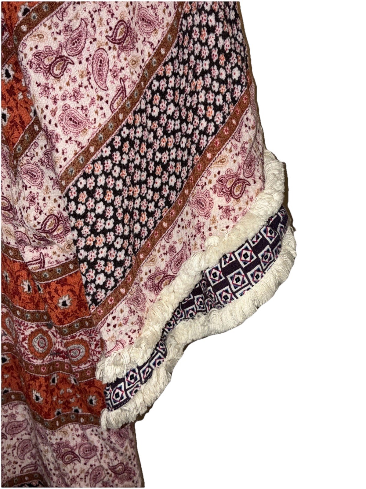 Boho Hippie Folk Patchwork Print Flutter Sleeve D… - image 3