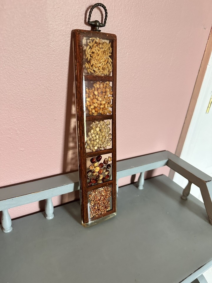 A set of MCM wood-grain shadowbox wall hangings — the kind of subtle, textured 3D wall art that looks expensive and is impossible to find new.