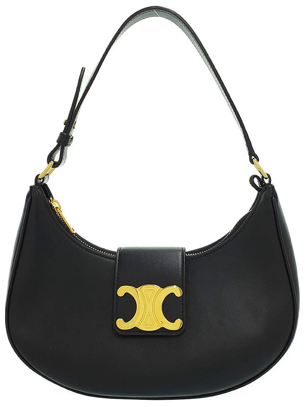 Celine Triomphe Ava Medium 114493DGQ.38NO Leather Black Shoulder Bag #TB3980