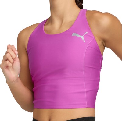 Puma Raceday UltraForm Damen Running Crop Top Lila Run Ärmellos Tank Top
