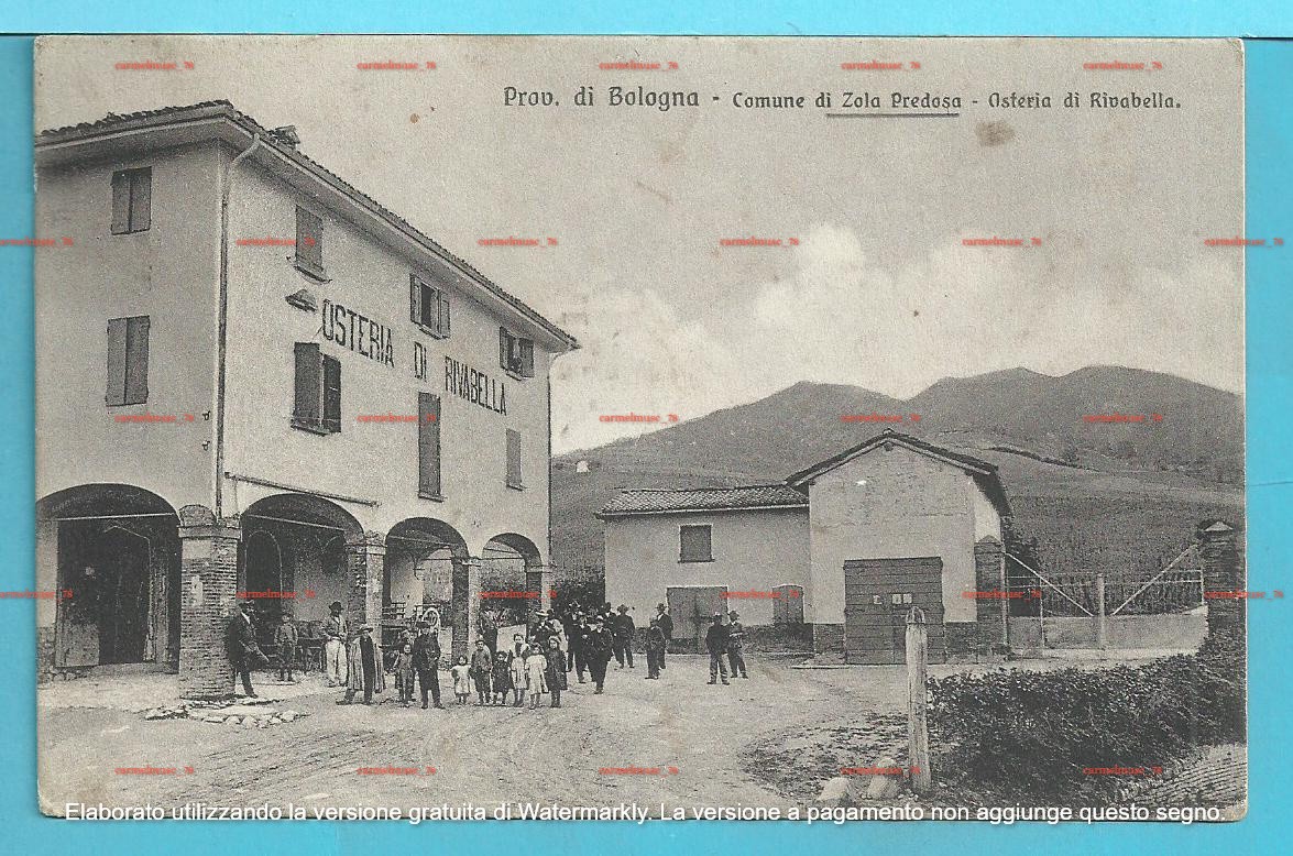 cartolina formato piccolo di ZOLA PREDOSA (Bologna) Osteria di Rivabella - 1917