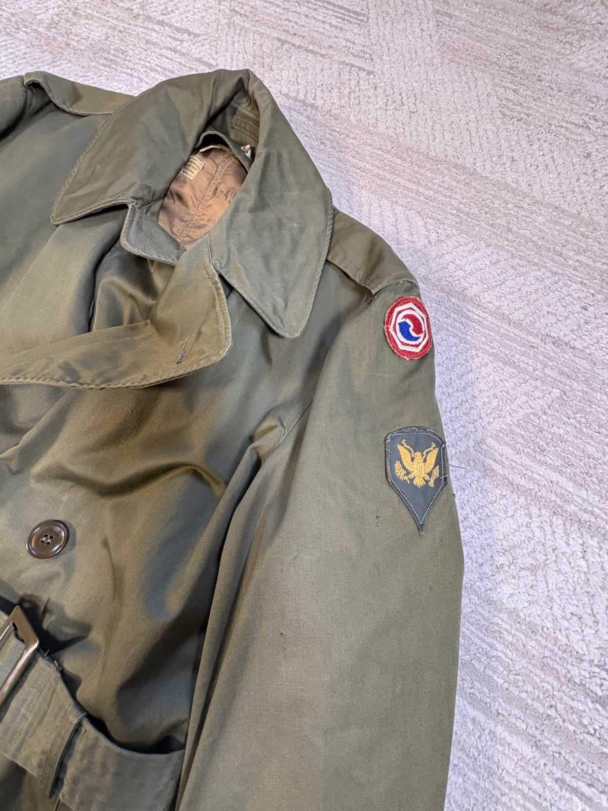 Zero Command Emblem 1953 US Army OG 107 Overcoat 7th Logistical Command Patch Wool Liner ...