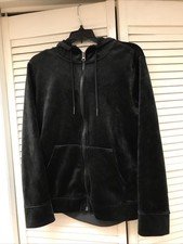 Time Tru MediumFull Zip Black Velvet Hoodie, EUC
