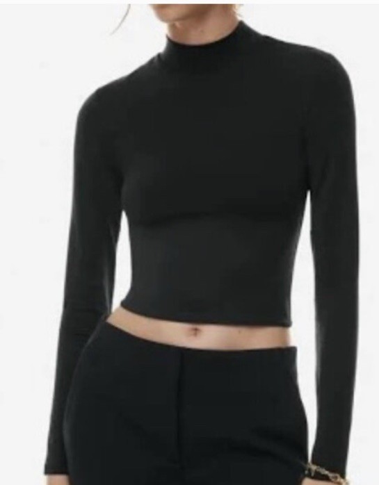 Aritzia Babaton Contour Mock Neck Longsleeve Black S Pre-Owned
