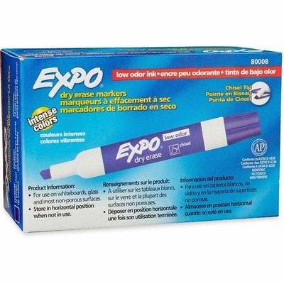  Low-Odor Dry-Erase Markers, Chisel Point, Purple, Pack Of 12