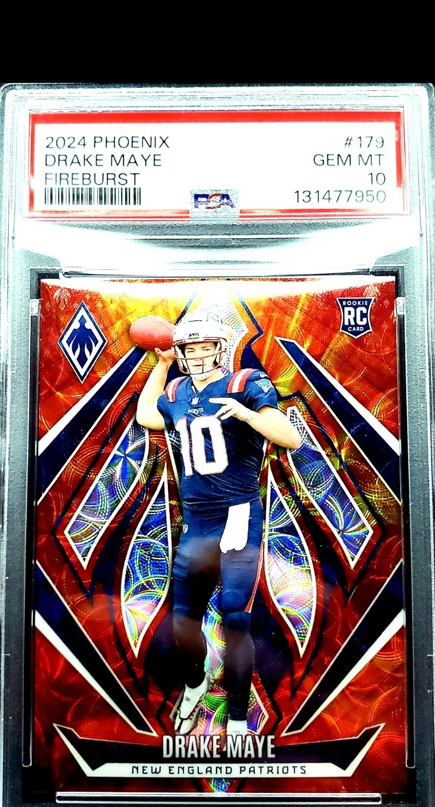 2024 Drake Maye 🔥Fireburst /350🔥 PSA 10 Phoenix SSP- Rookies #179 (RC)