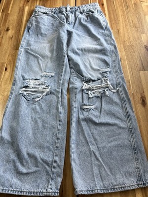 PacSun Casey Low Rise Baggy Jeans Women s Size 29 Light Wash Distressed Wide Leg