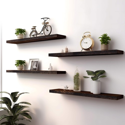 Scaffali Galleggianti in Legno per Decorazione Parete Scaffali Rustici da Parete per Camera da Letto Bagno... - Foto 4 di 7