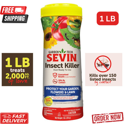 Sevin Insect Killer Dust 1 lb Covers 2,000 sq. ft Lawn Garden Pest Treatment